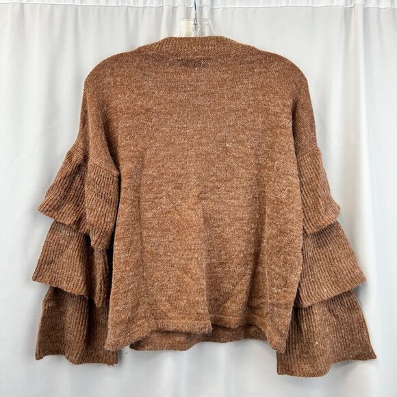 Lumiere Crew Neck Long Tiered Sleeve Sweater Rust/Gray Size Small Pullover - Picture 7 of 9